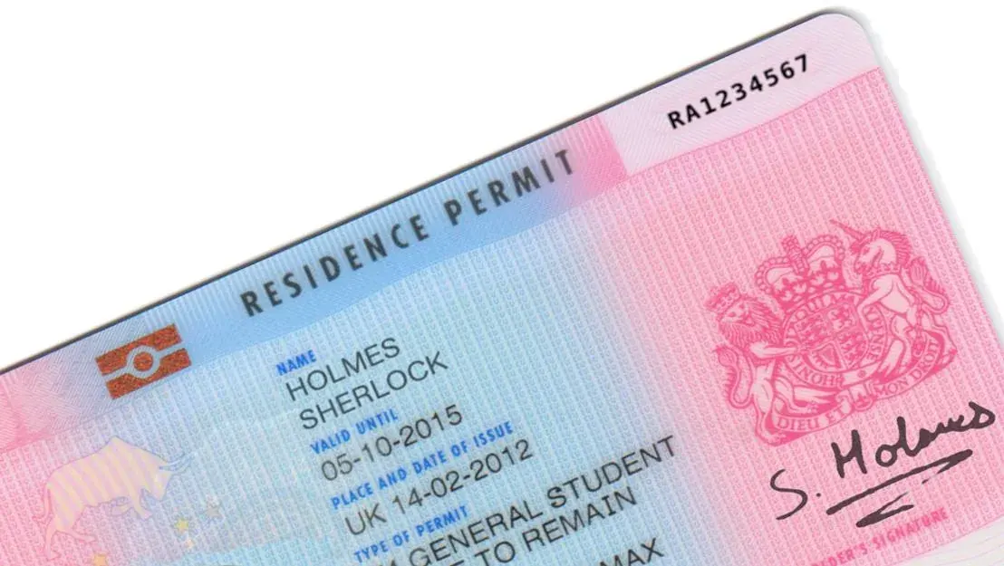 UK general student residence permit card, a document related to residence status rather than counting days abroad.