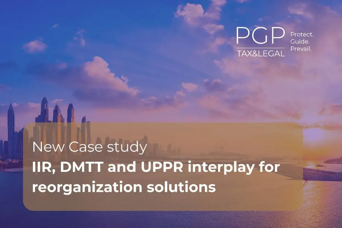 PGP Tax & Legal branding image with city skyline and case study text overlay