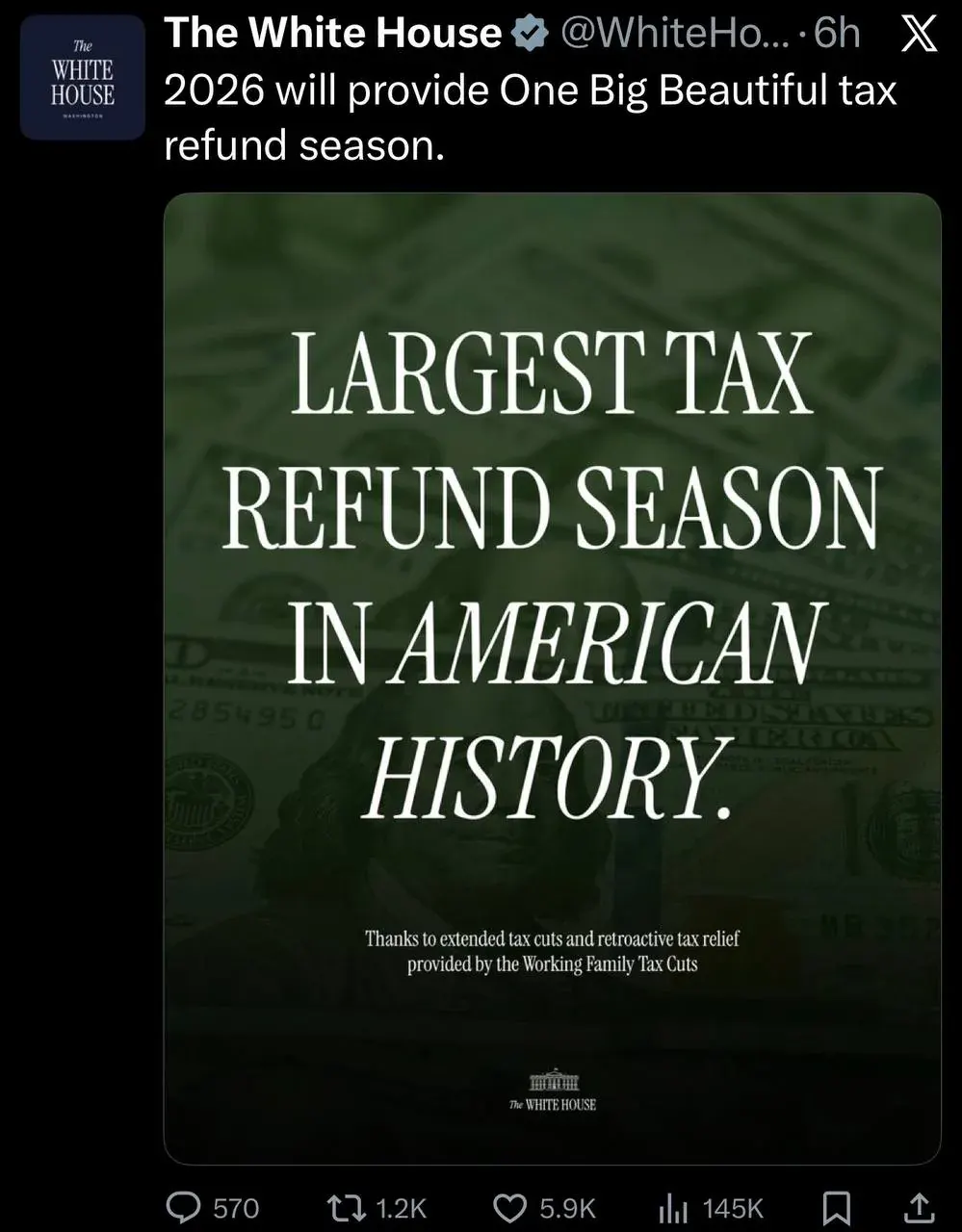 Social media style post about future tax refund season and working family tax cuts Social media style post about future tax refund season and working family tax cuts