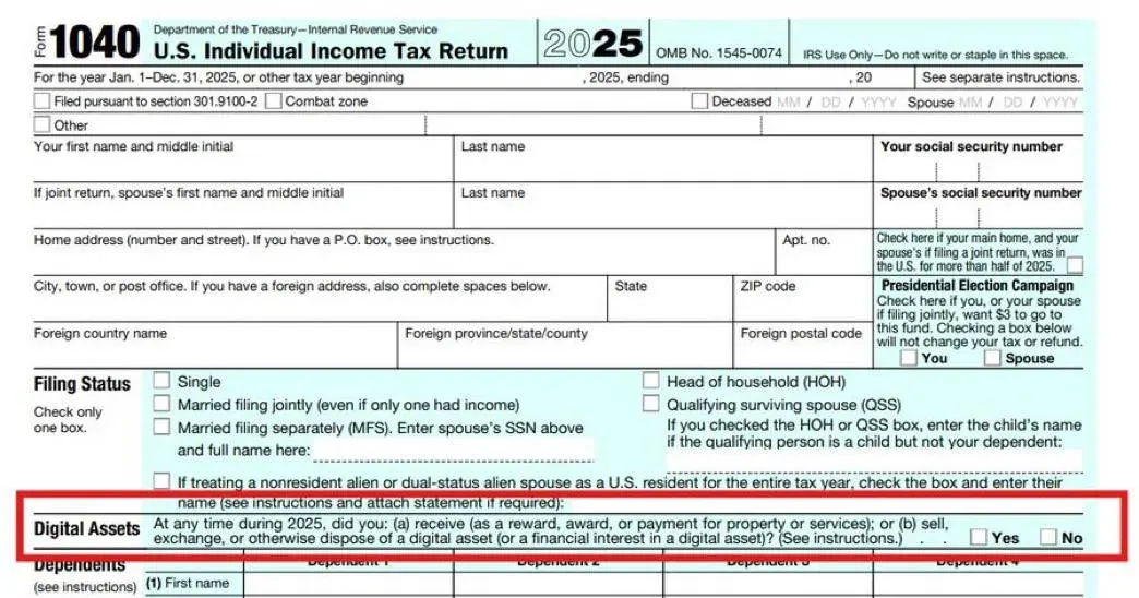 IRS Form 1040 document used in U.S. individual income tax filing and residency-related tax discussions